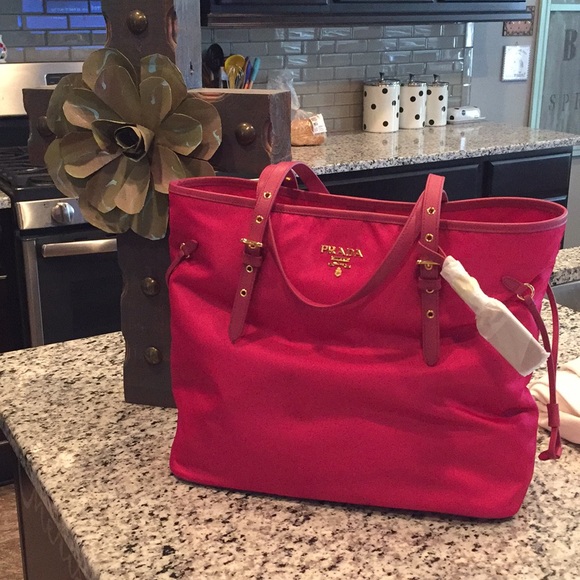 pink prada tote bag